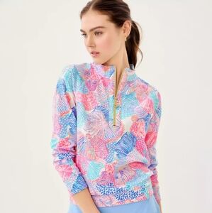 Lilly Pulitzer Ashley Half Zip Pullover Multi Roar Of The SeasPrint NEW Size XS
